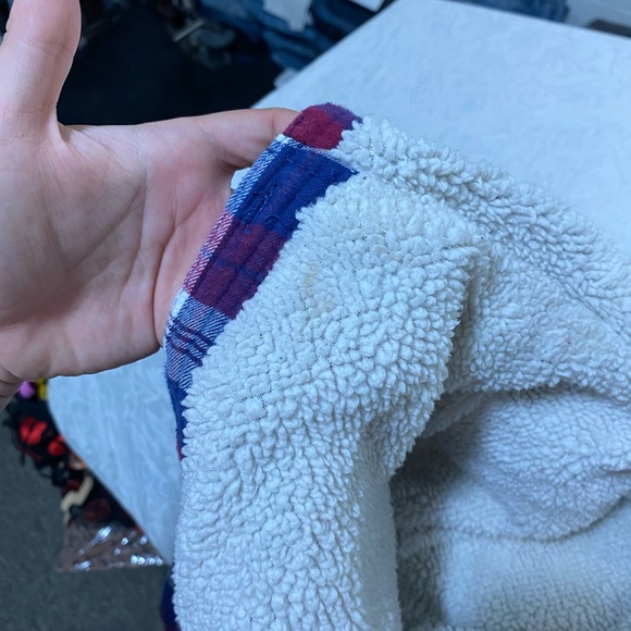 Hooded Fleece Lined Flannel Shirt Jacket Women’s Small Boston Traders Plaid EUC - Picture 8 of 10
